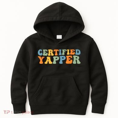 Groovy Professional Yapper Funny Joke For Certified Yapper Kids Hoodie