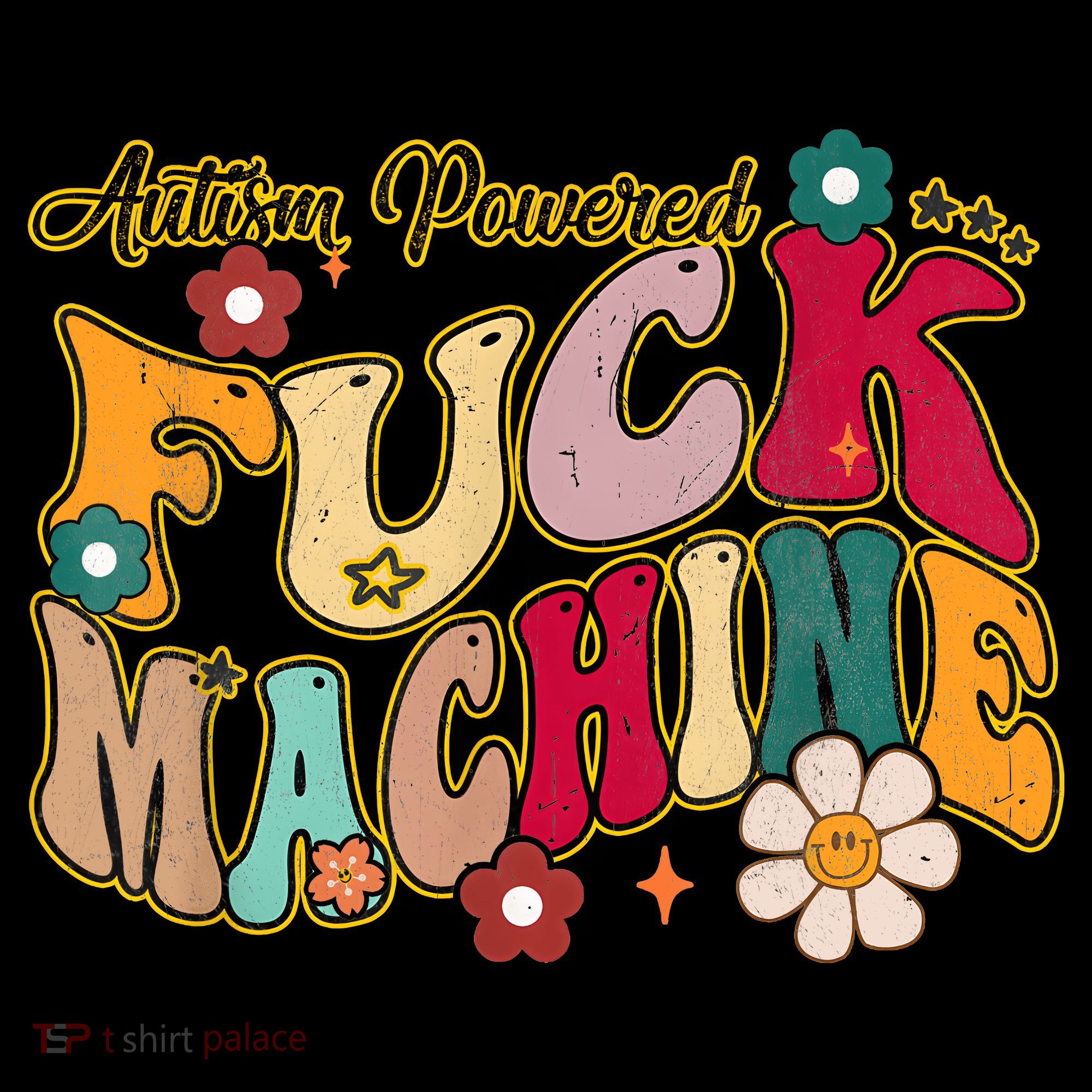 Groovy Quotes Autism Powered Fuck Machine Funny Women's Hoodie