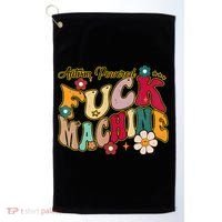 Groovy Quotes Autism Powered Fuck Machine Funny Golf Towel thumb 0