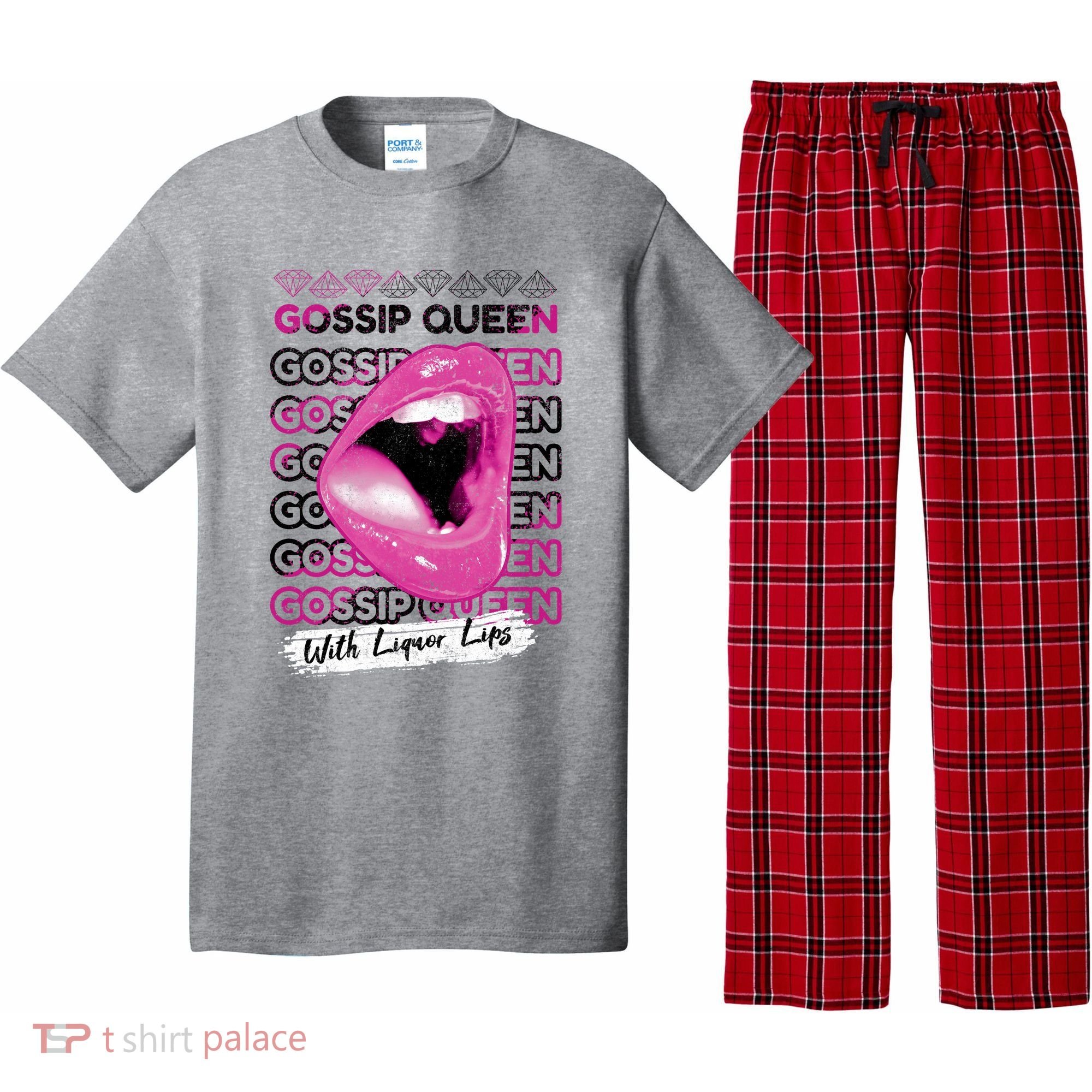 Gossip Queen With Liquor Lips Pajama Set