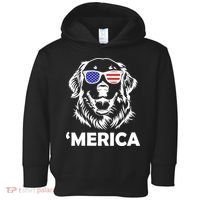 Golden Retriever 4th Of July Merica Toddler Hoodie thumb 0