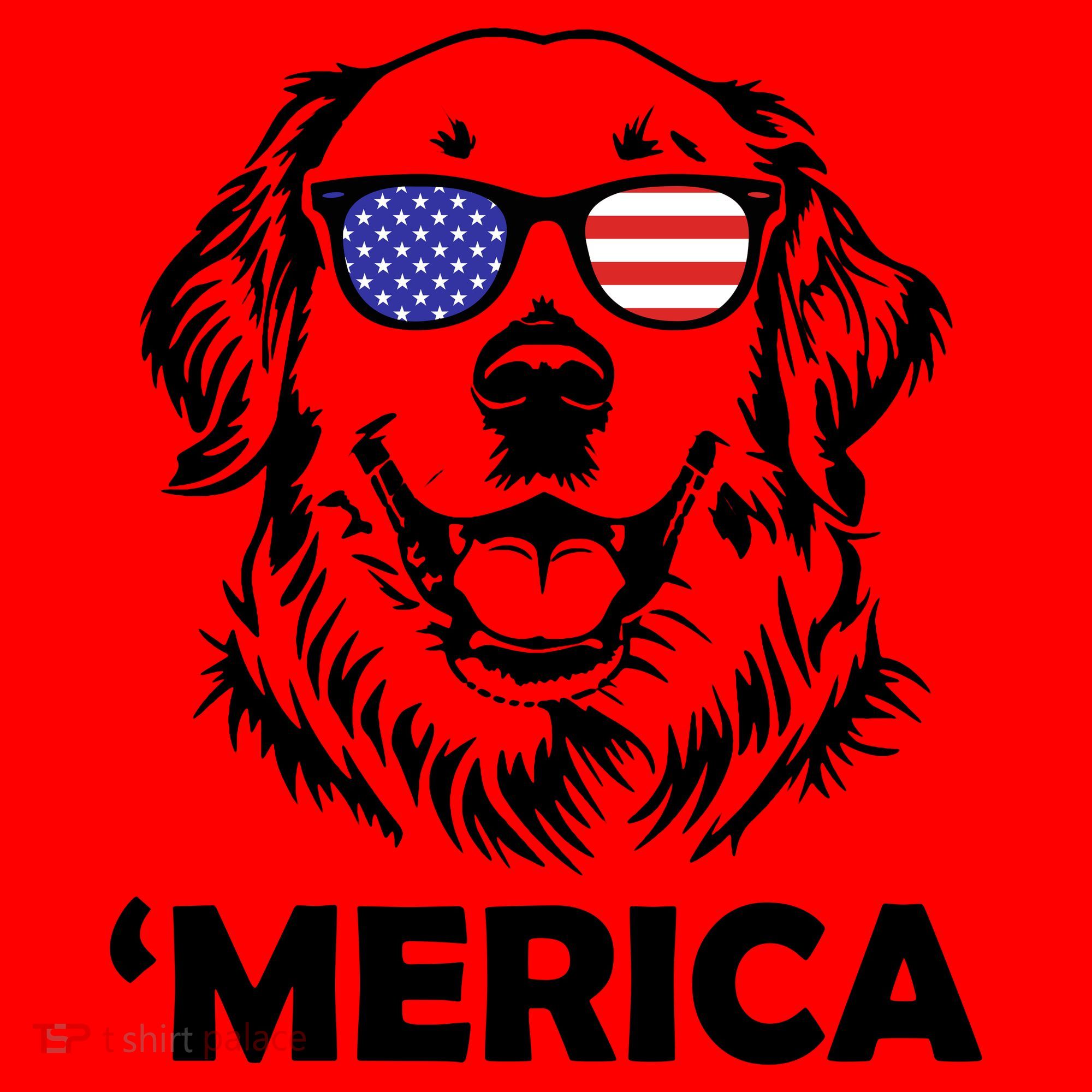 Golden Retriever 4th Of July Merica Santa Hat