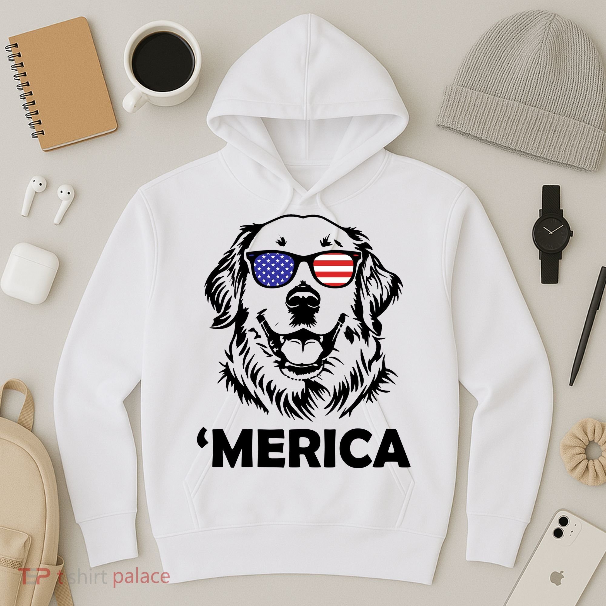 Golden Retriever 4th Of July Merica Hoodie