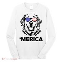 Golden Retriever 4th Of July Merica Long Sleeve Shirt thumb 0