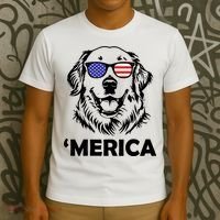 Golden Retriever 4th Of July Merica T-Shirt thumb 3
