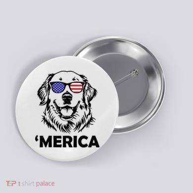 Golden Retriever 4th Of July Merica Button