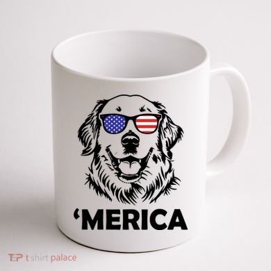 Golden Retriever 4th Of July Merica Coffee Mug back