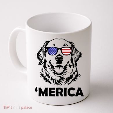 Golden Retriever 4th Of July Merica Coffee Mug