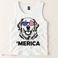 Golden Retriever 4th Of July Merica Tank Top thumb 2