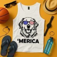 Golden Retriever 4th Of July Merica Tank Top thumb 4