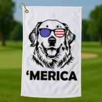 Golden Retriever 4th Of July Merica Golf Towel thumb 1
