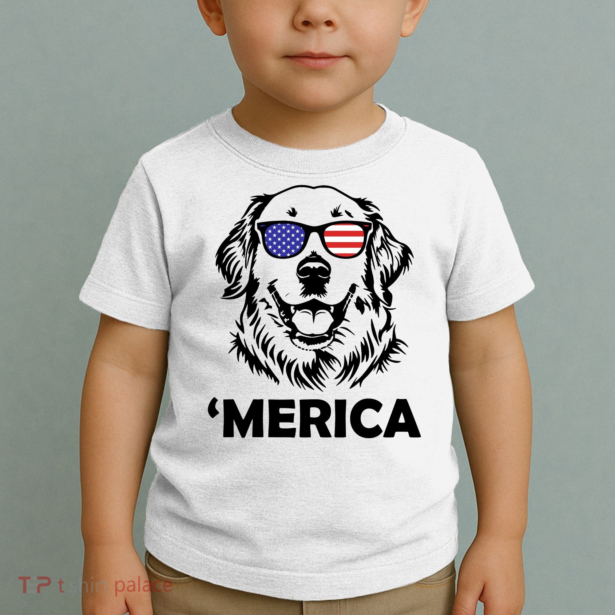 Golden Retriever 4th Of July Merica Toddler T-Shirt