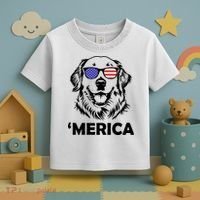 Golden Retriever 4th Of July Merica Toddler T-Shirt thumb 3