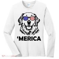 Golden Retriever 4th Of July Merica Women's Long Sleeve Shirt thumb 0