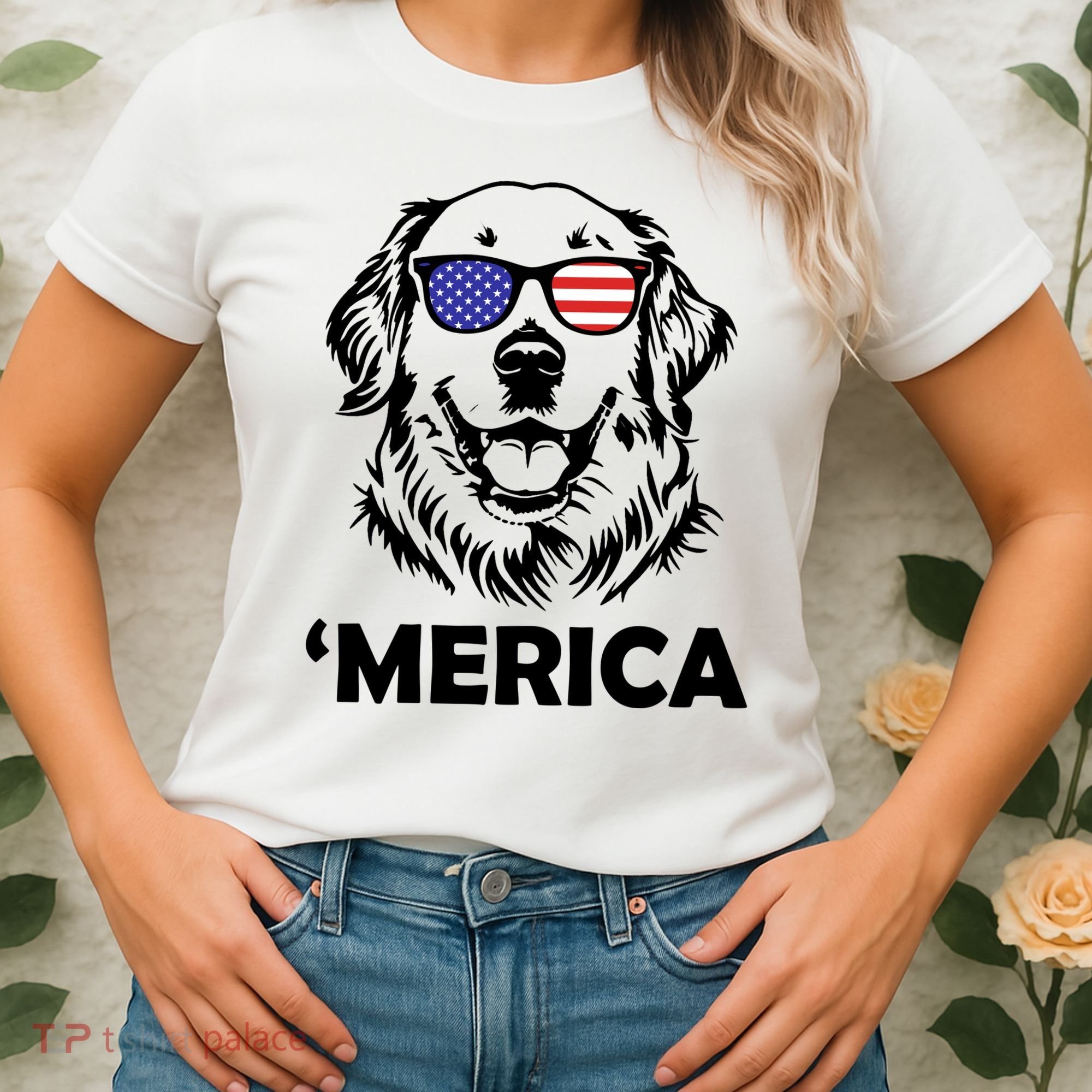 Golden Retriever 4th Of July Merica Women's T-Shirt