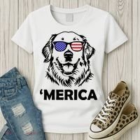 Golden Retriever 4th Of July Merica Women's T-Shirt thumb 3