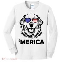 Golden Retriever 4th Of July Merica Kids Long Sleeve Shirt thumb 0