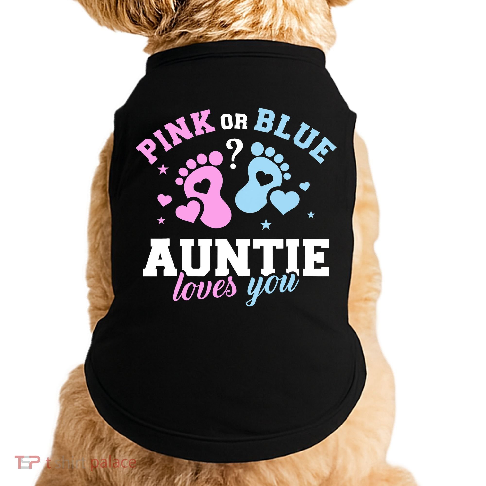 Gender Reveal Auntie Aunt TShirt Doggie Tank