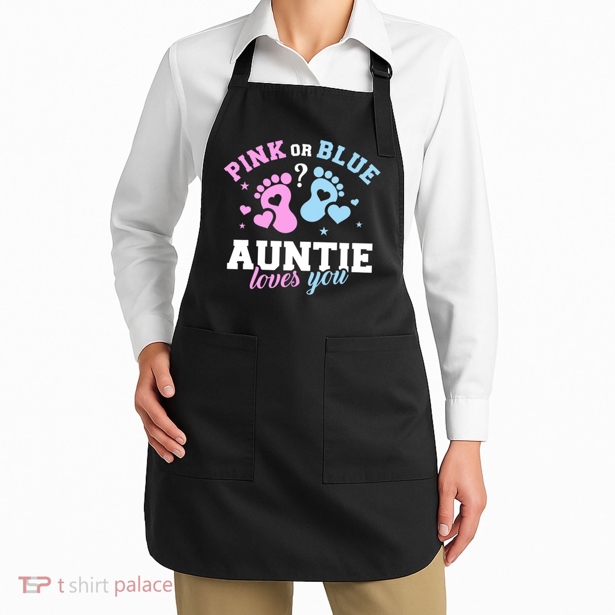Gender Reveal Auntie Aunt TShirt Apron