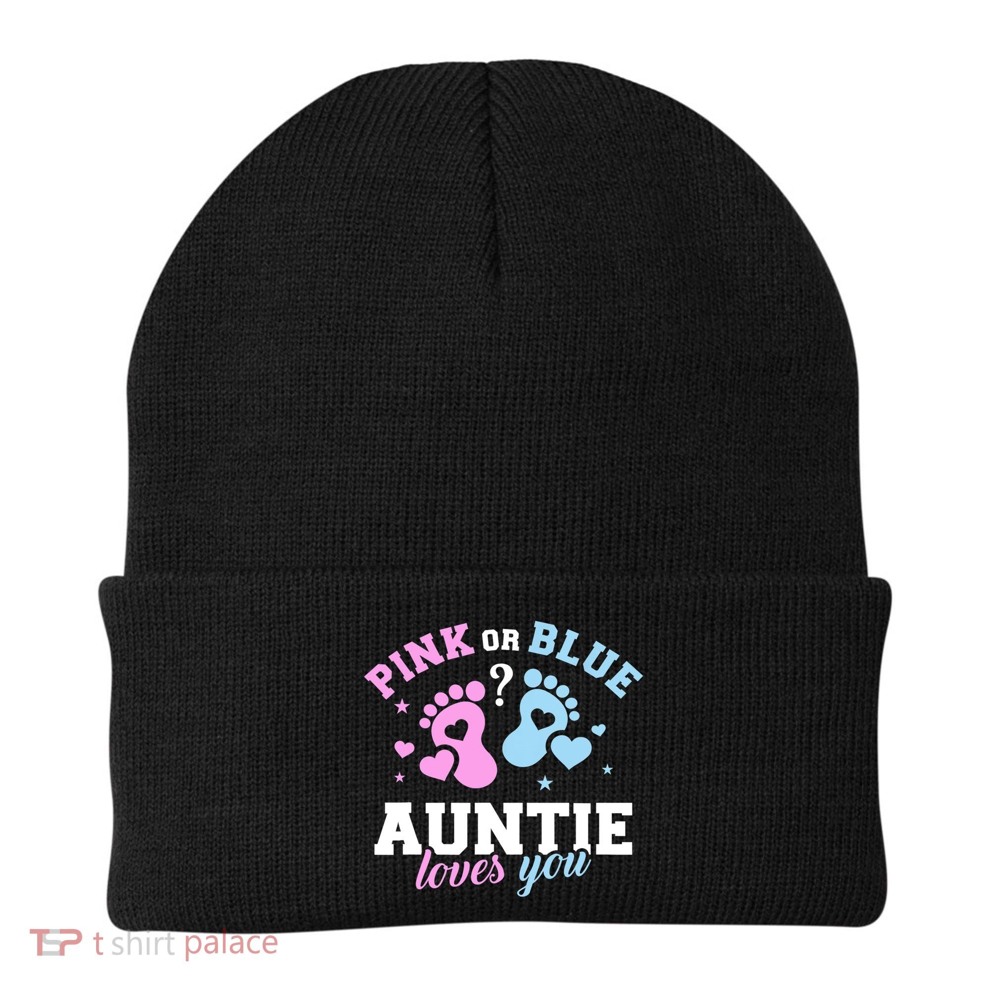 Gender Reveal Auntie Aunt TShirt Beanie