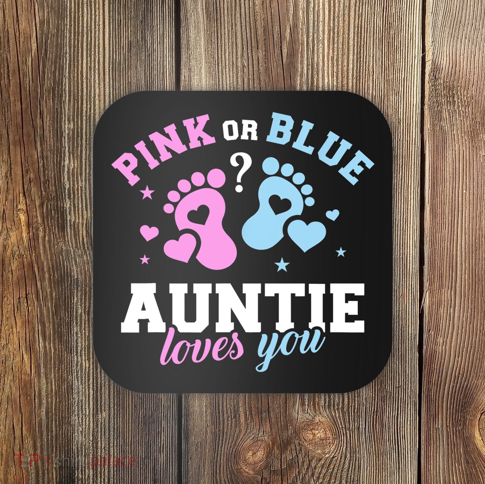 Gender Reveal Auntie Aunt TShirt Coaster