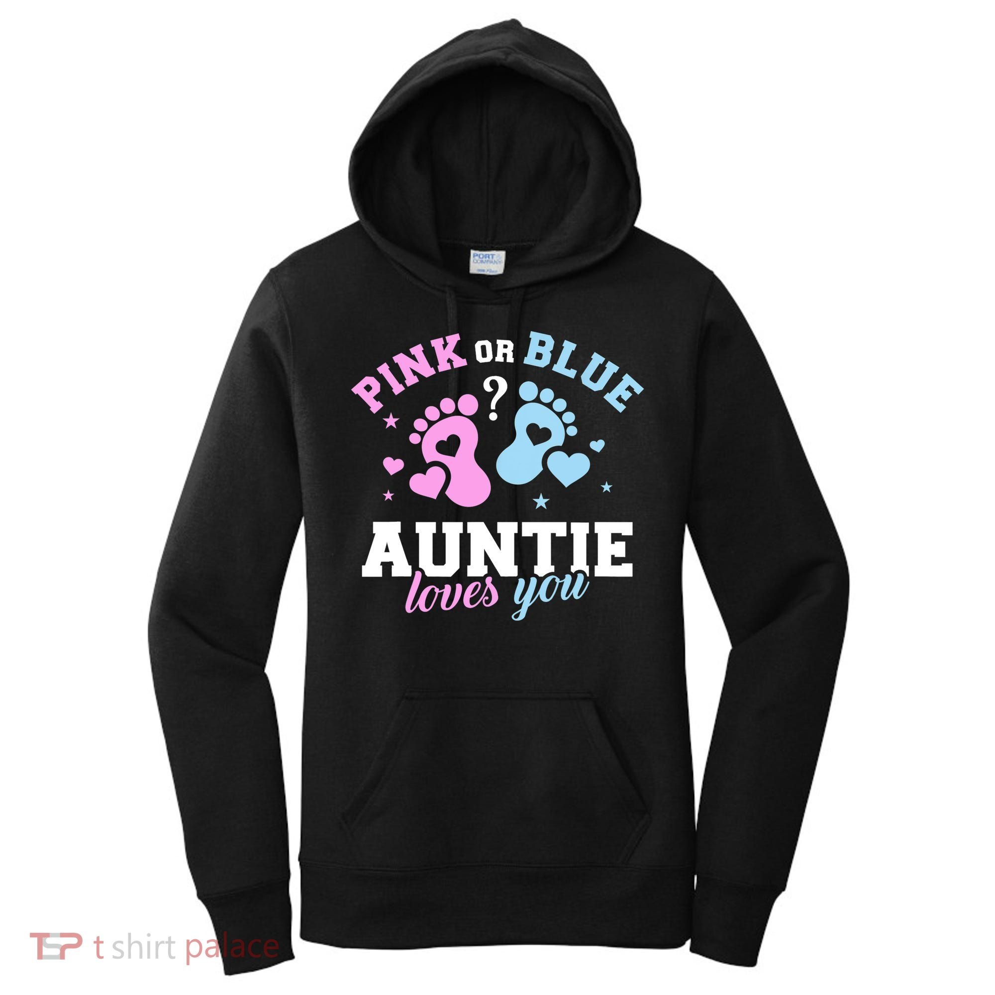 Gender Reveal Auntie Aunt TShirt Women's Hoodie