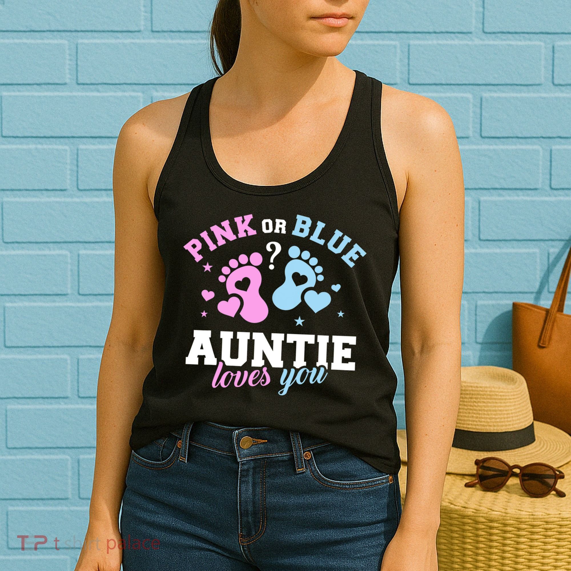 Gender Reveal Auntie Aunt TShirt Women's Tank Top