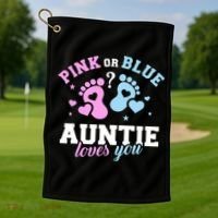 Gender Reveal Auntie Aunt TShirt Golf Towel thumb 1