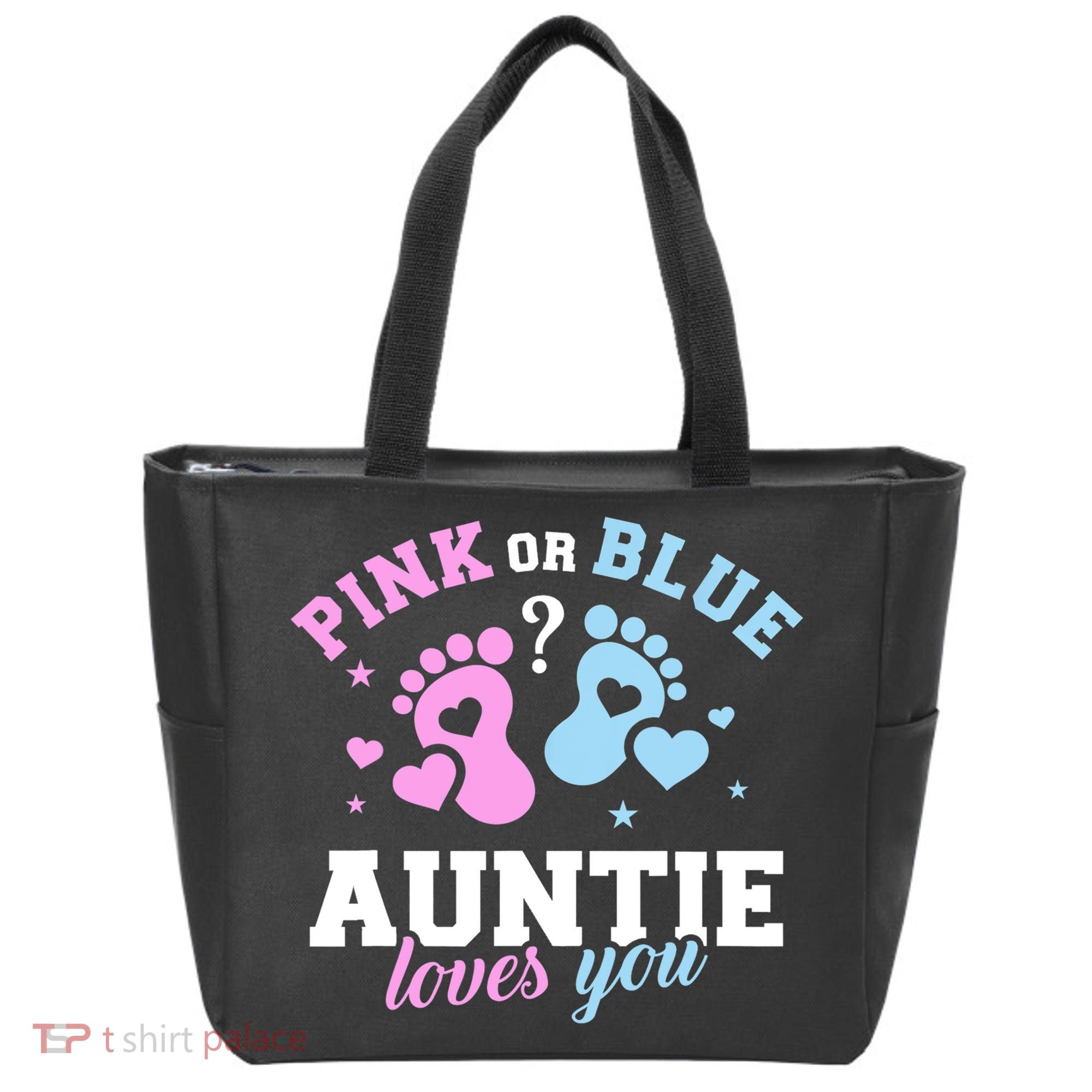 Gender Reveal Auntie Aunt TShirt Tote Bag