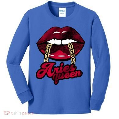 Gothic Red Aries Queen Zodiac Meaningful Gift Kids Long Sleeve Shirt