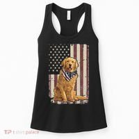 Golden Retriever American Flag Bandana 4th Of July Women's Tank Top thumb 0