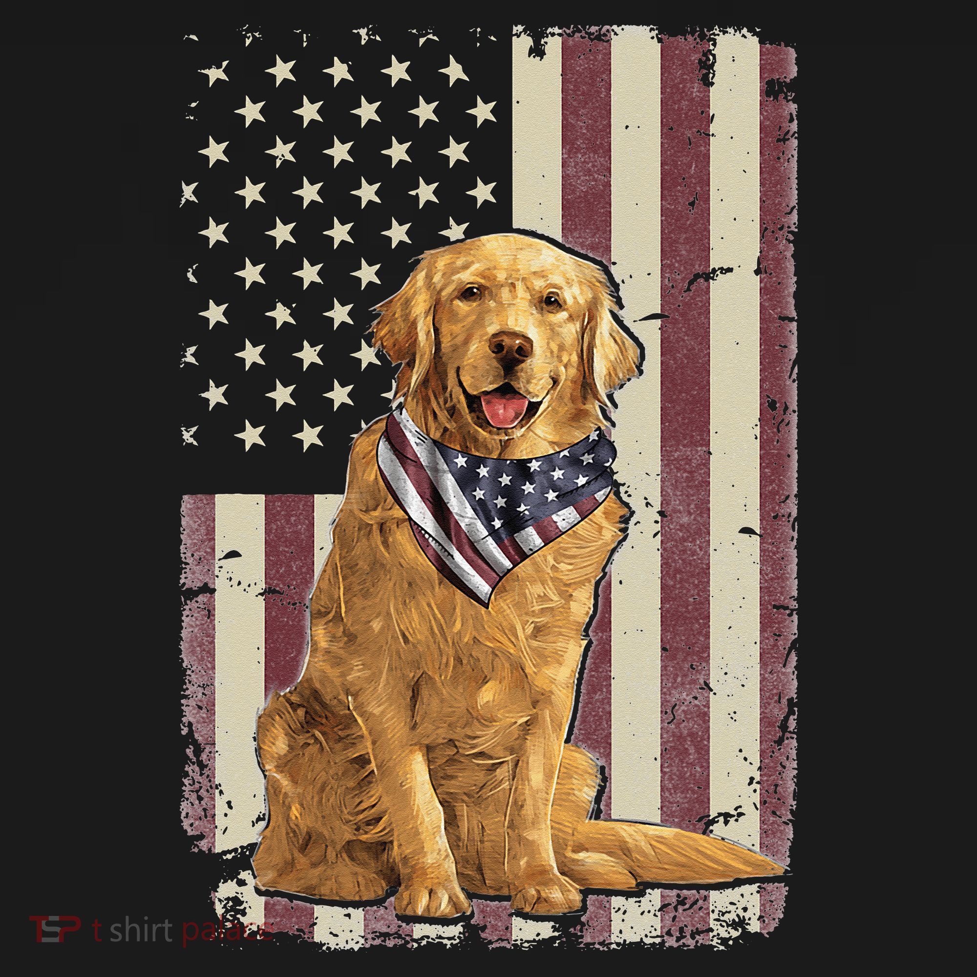 Golden Retriever American Flag Bandana 4th Of July Women's Tank Top