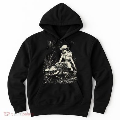 Girl Riding Alligator Weird Funny Florida Crocodile Meme Hoodie