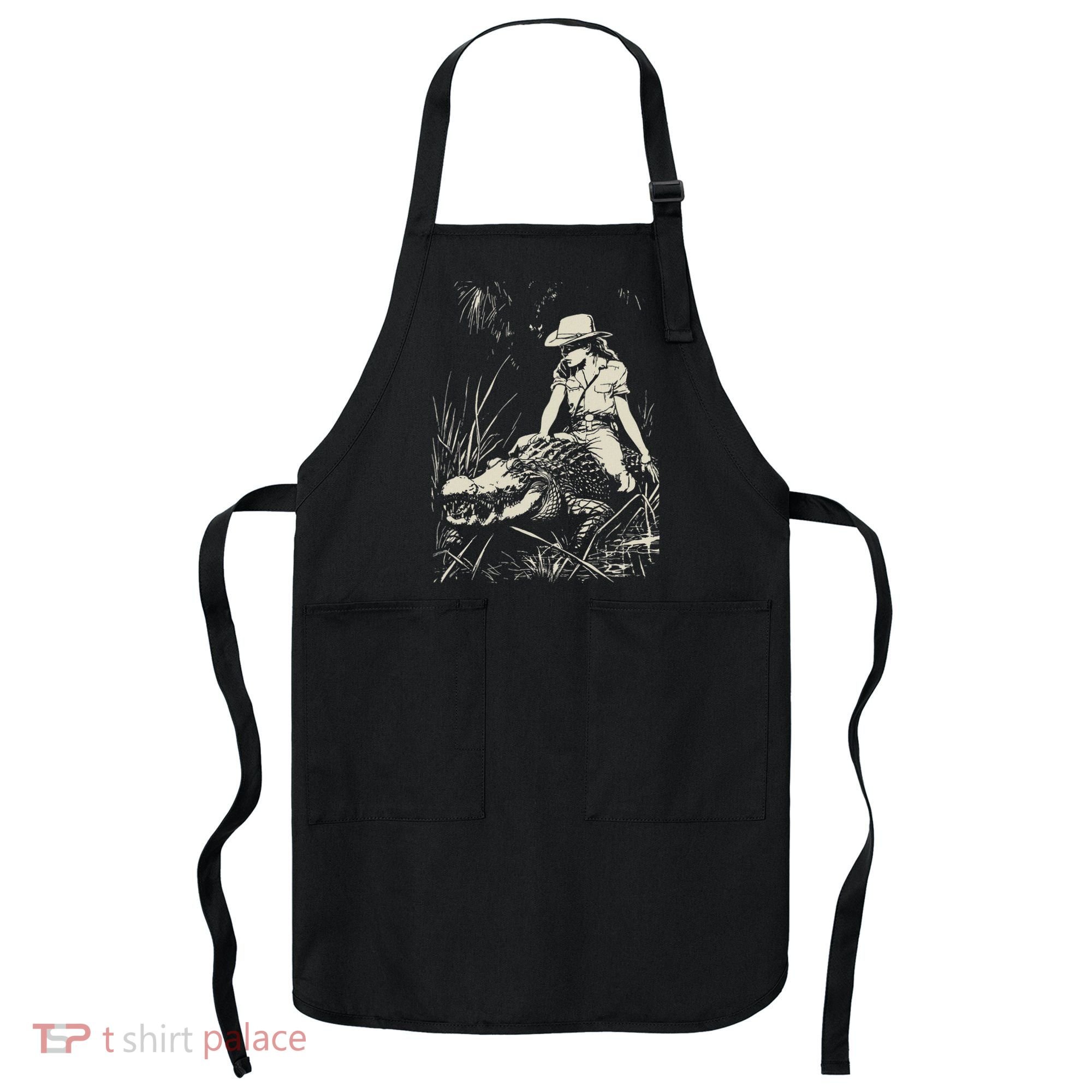 Girl Riding Alligator Weird Funny Florida Crocodile Meme Apron