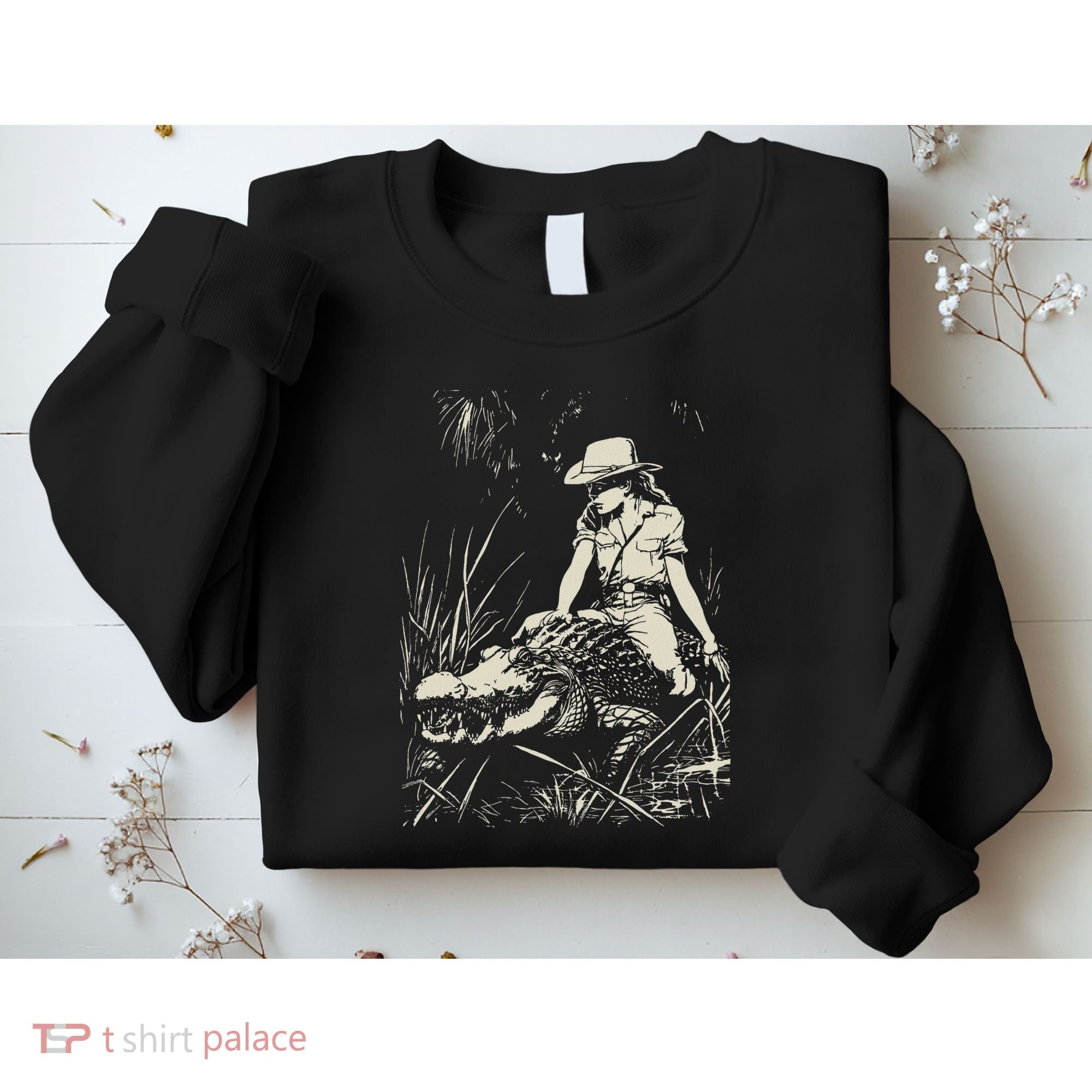 Girl Riding Alligator Weird Funny Florida Crocodile Meme Sweatshirt
