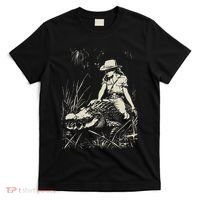 Girl Riding Alligator Weird Funny Florida Crocodile Meme T-Shirt thumb 0