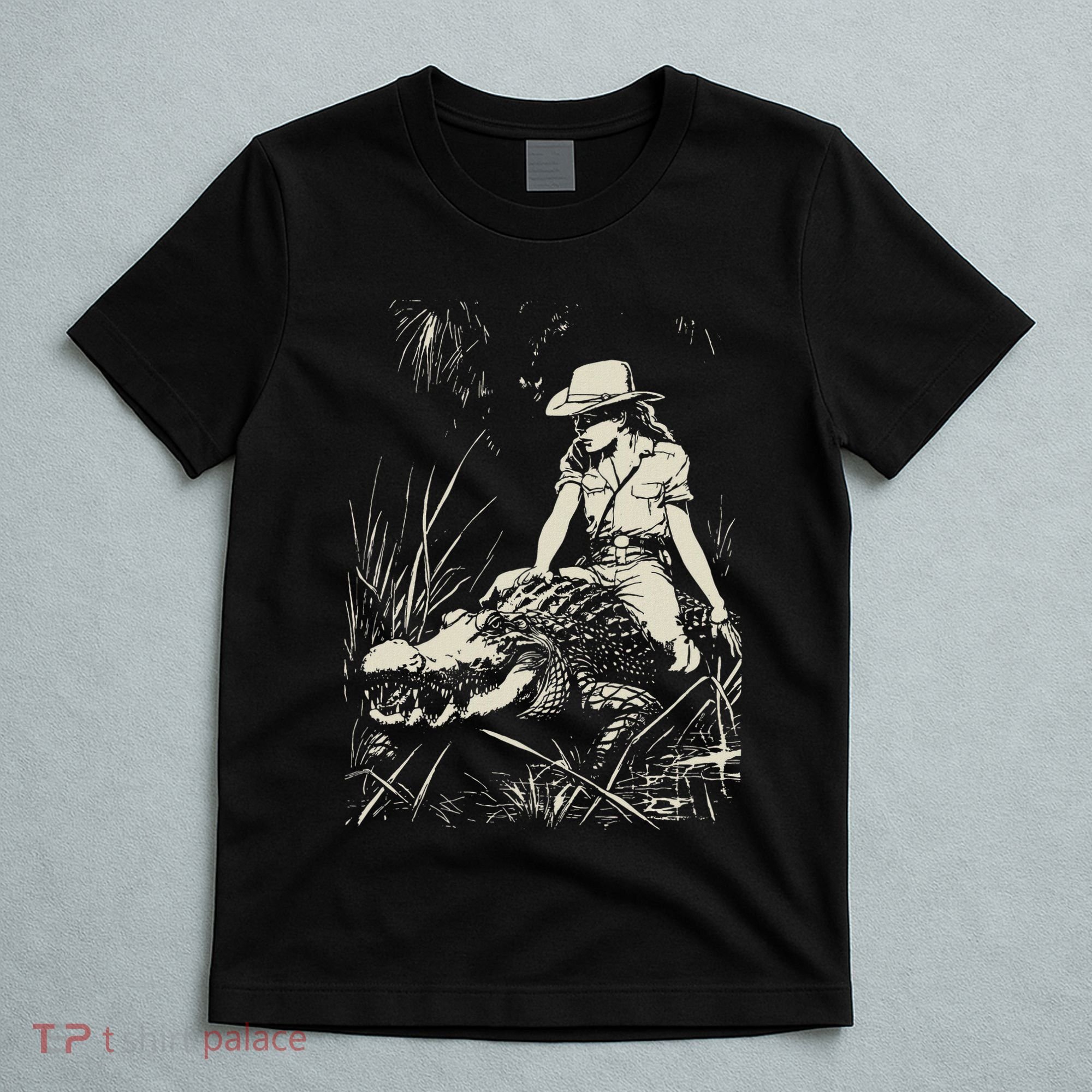 Girl Riding Alligator Weird Funny Florida Crocodile Meme T-Shirt