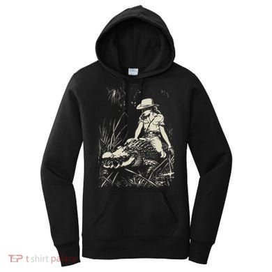 Girl Riding Alligator Weird Funny Florida Crocodile Meme Women's Hoodie