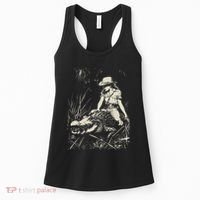 Girl Riding Alligator Weird Funny Florida Crocodile Meme Women's Tank Top thumb 0