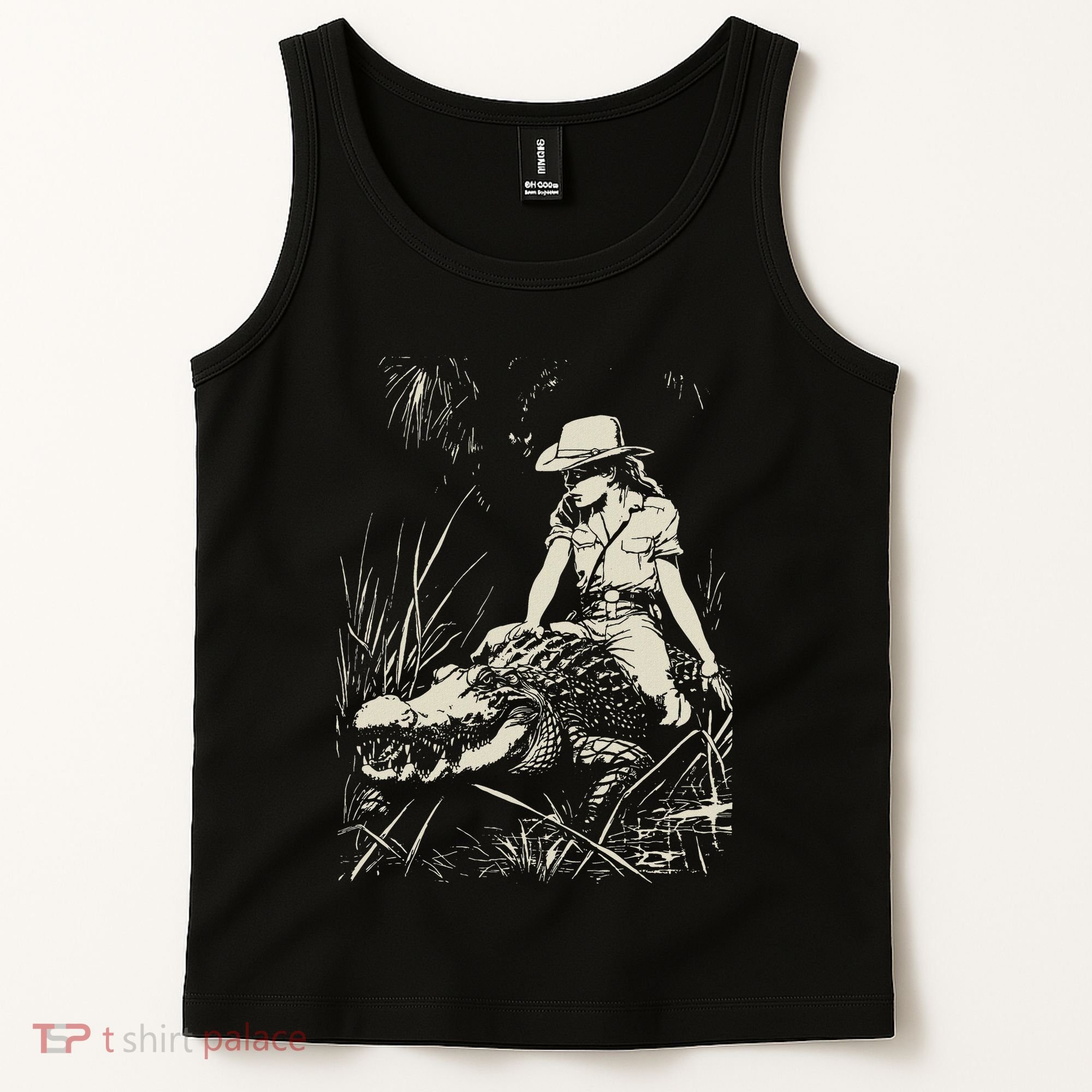Girl Riding Alligator Weird Funny Florida Crocodile Meme Tank Top
