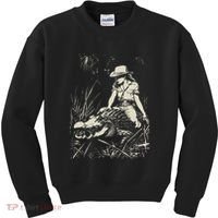 Girl Riding Alligator Weird Funny Florida Crocodile Meme Kids Sweatshirt thumb 0