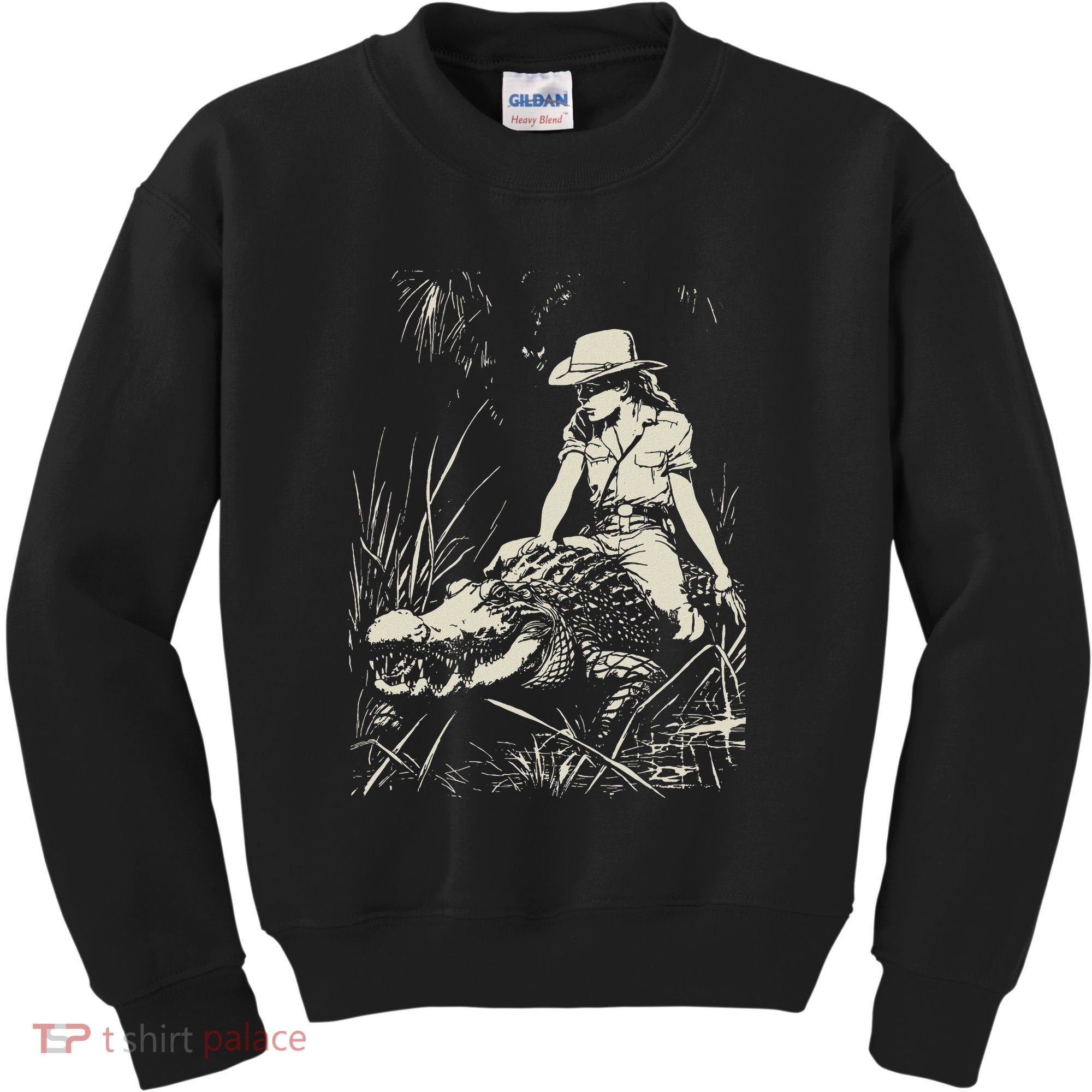 Girl Riding Alligator Weird Funny Florida Crocodile Meme Kids Sweatshirt