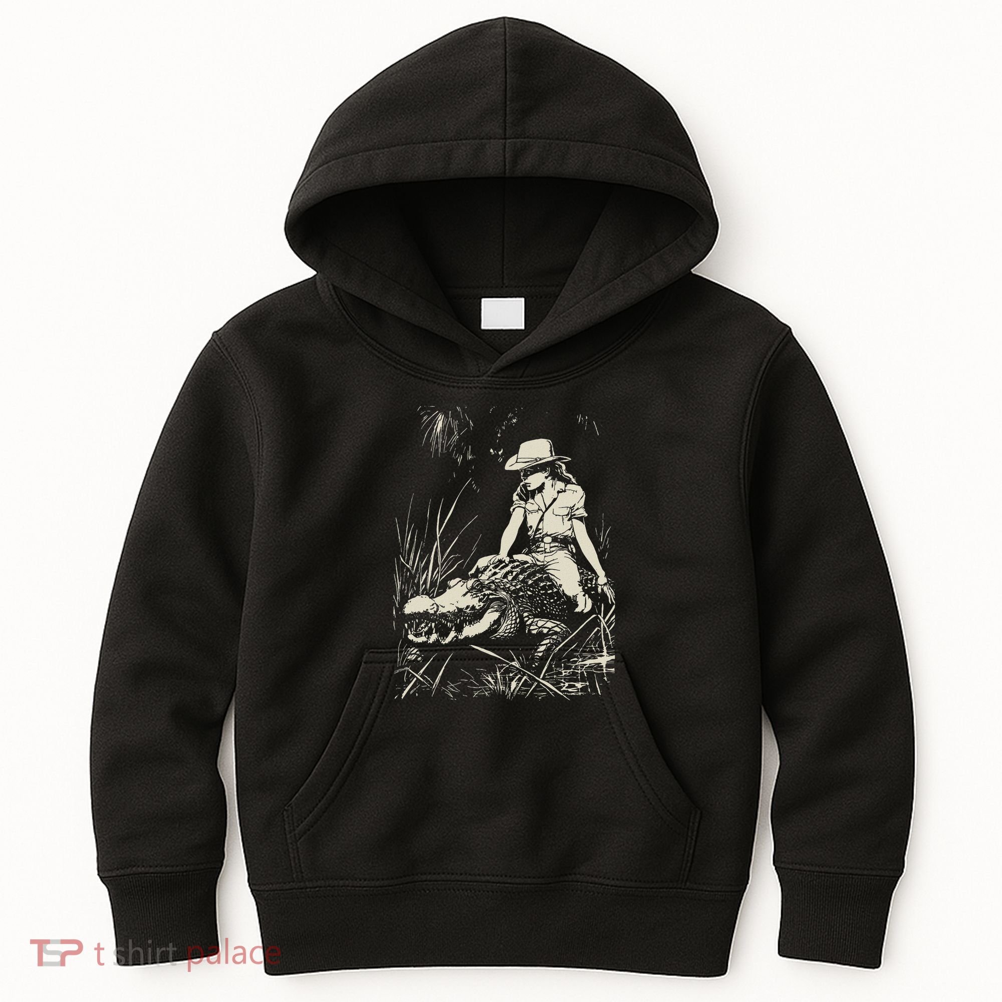 Girl Riding Alligator Weird Funny Florida Crocodile Meme Kids Hoodie