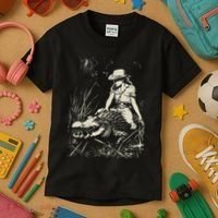 Girl Riding Alligator Weird Funny Florida Crocodile Meme Kids T-Shirt thumb 3