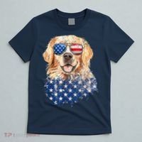 Golden Retriever American USA Flag Retro 4th Of July T-Shirt thumb 5