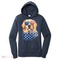 Golden Retriever American USA Flag Retro 4th Of July Women's Hoodie thumb 0