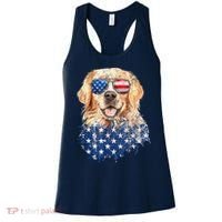 Golden Retriever American USA Flag Retro 4th Of July Women's Tank Top thumb 0