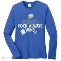 Geology Rock Always Wins Gift Old Rock Day Gift Geologist Science Gift Women's Long Sleeve Shirt thumb 0