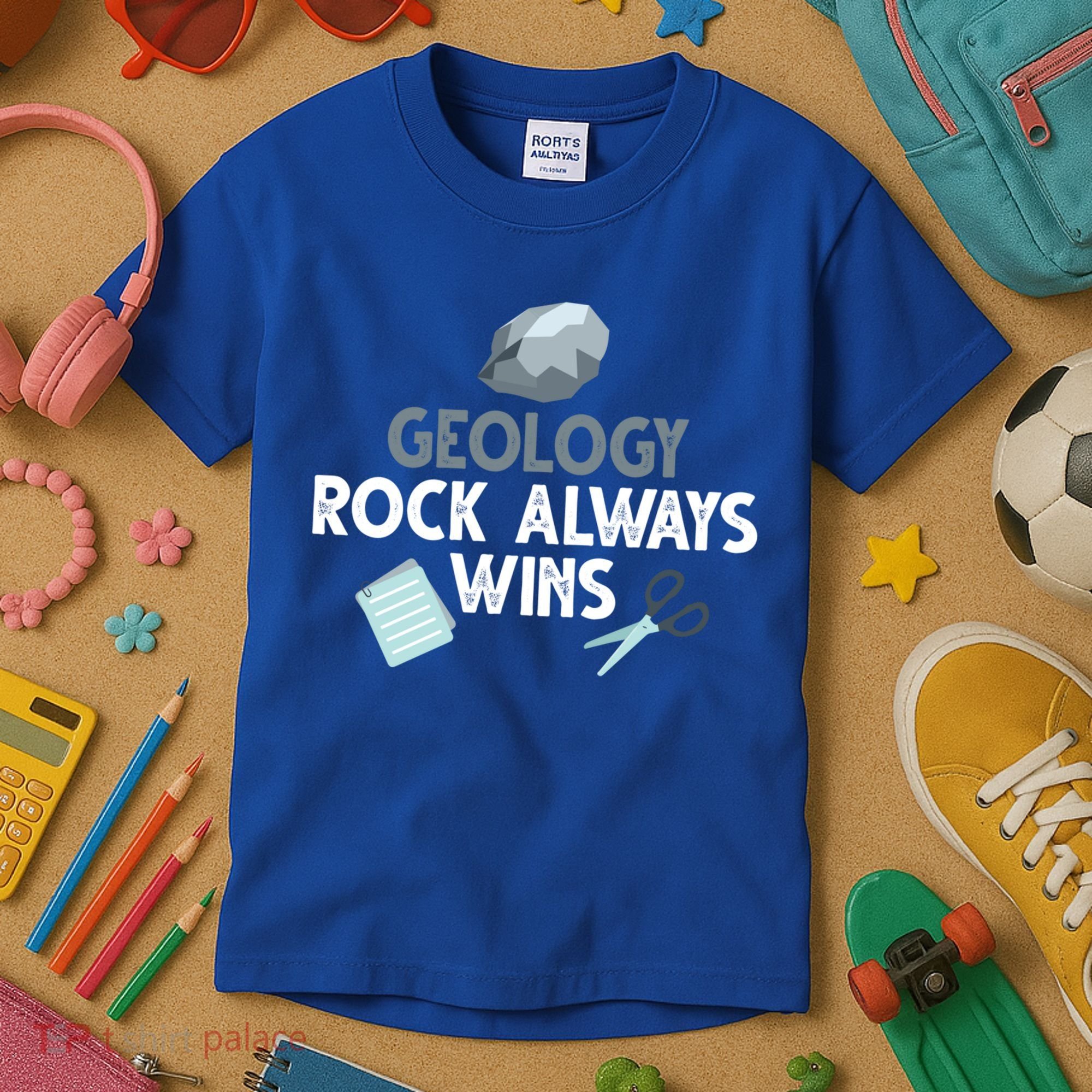 Geology Rock Always Wins Gift Old Rock Day Gift Geologist Science Gift Kids T-Shirt