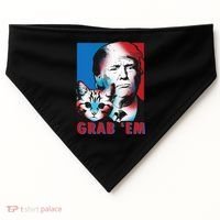 Grab 'Em Cat Funny Pro Trump USA-Made Doggie Bandana thumb 0